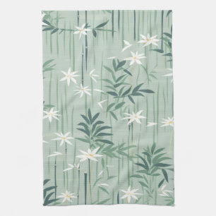 Linge De Cuisine Fleur de bambou sereine Asiatique  (4)