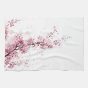 Linge De Cuisine Fleur de cerisier rose Sakura aquarelle floral Boh