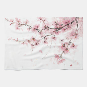 Linge De Cuisine Fleur de cerisier rose Sakura aquarelle floral Boh