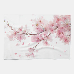 Linge De Cuisine Fleur de cerisier rose Sakura aquarelle floral Boh