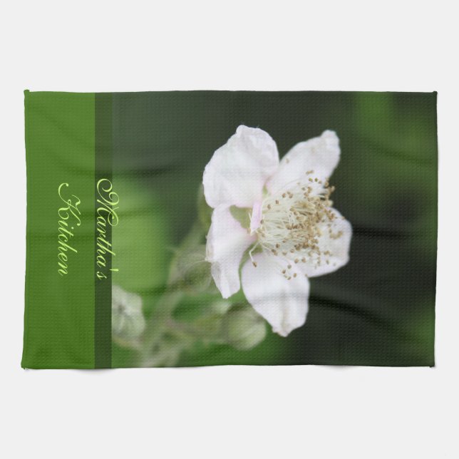 Linge De Cuisine Fleur de framboise blanc sauvage (Horizontal)