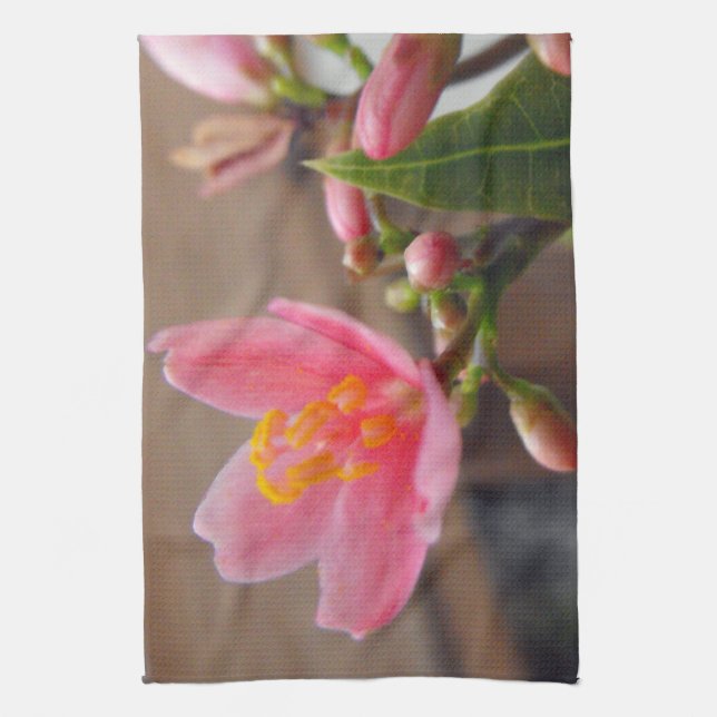Linge De Cuisine Fleur de Jatropha Rose Clair (Vertical)
