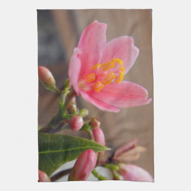 Linge De Cuisine Fleur de Jatropha Rose Clair (Vertical)