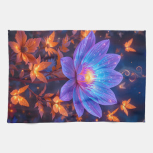 Linge De Cuisine Fleur de Lotus Bleu et Violet Lumineux