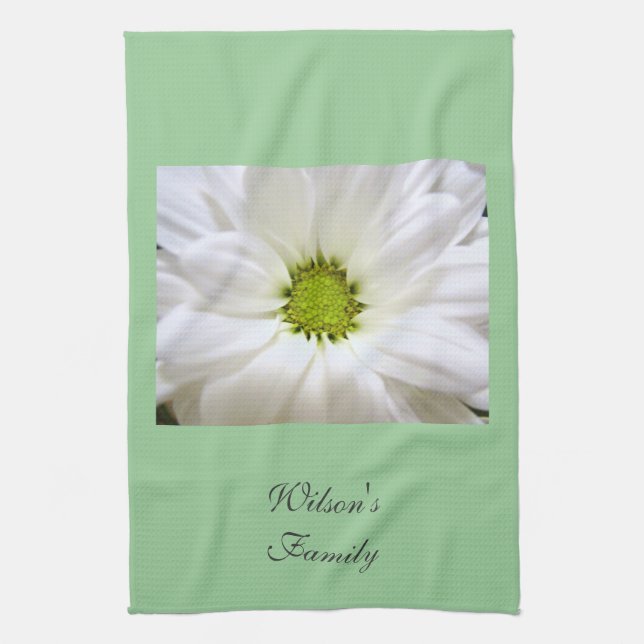 Linge De Cuisine fleur de marguerite blanche pure (Vertical)
