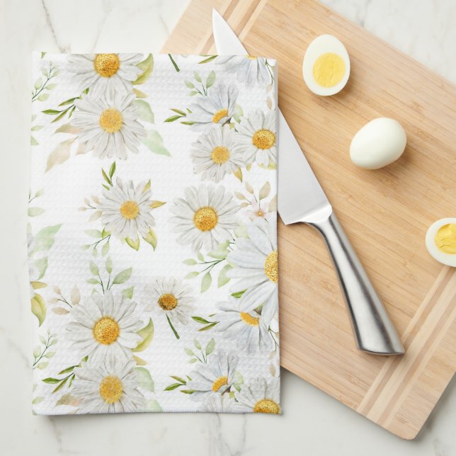 Linge De Cuisine Fleur de Marguerites (Quart Plié)