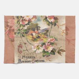 Linge De Cuisine Fleur de naissance victorienne de campagne vintage