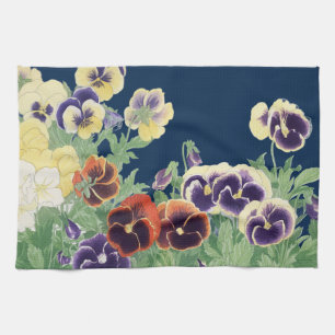 Linge De Cuisine Fleur de Pensée Japonaise Vintage Ukiyo-e Botaniqu