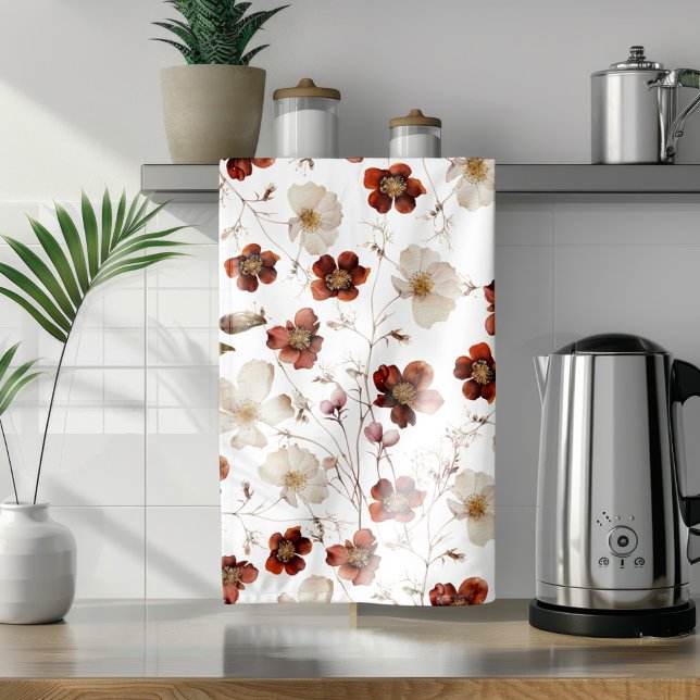 Linge De Cuisine Fleur De Style Aquarelle (Créateur téléchargé)
