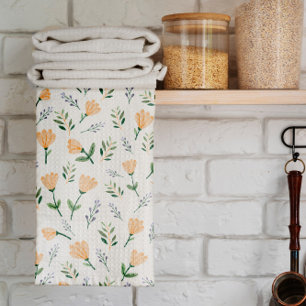 Linge De Cuisine Fleur de style scandinave jaune doux