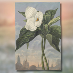 Linge De Cuisine Fleur de trille blanc dans le style du Temple de l