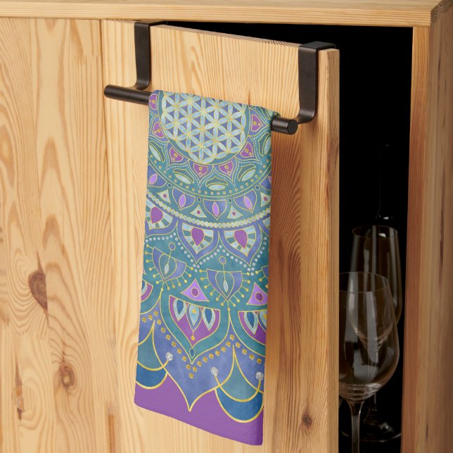 Linge De Cuisine Fleur De Vie - Mandala India Style 1 (Pliage en tiers)