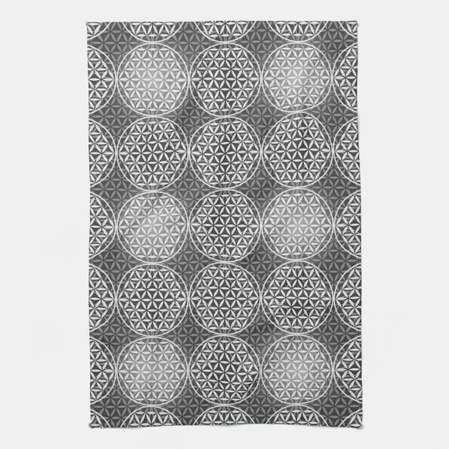 Linge De Cuisine Fleur de vie - motif de timbre - gris (Vertical)