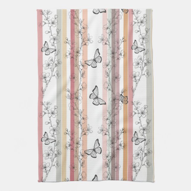 Linge De Cuisine Fleur d'Élégant Papillon (10) (Vertical)