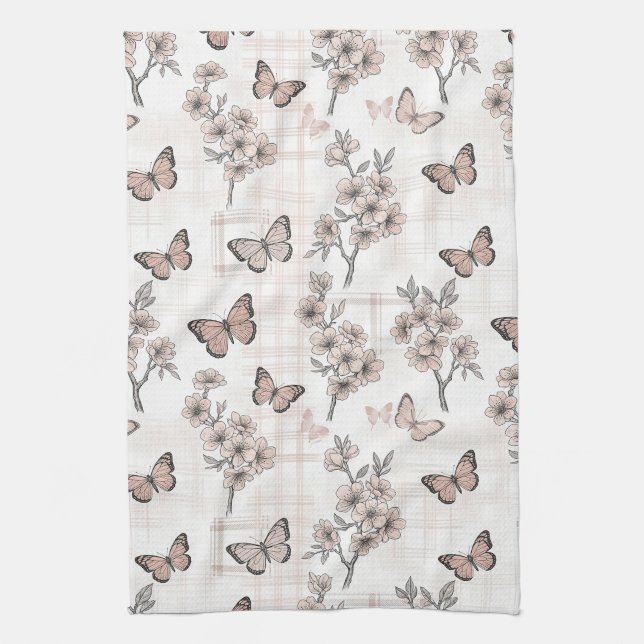 Linge De Cuisine Fleur d'Élégant Papillon (6) (Vertical)
