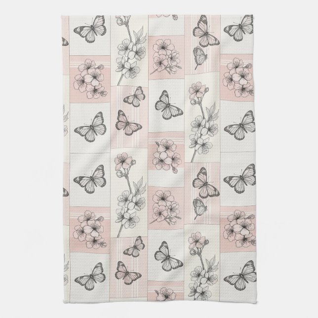 Linge De Cuisine Fleur d'Élégant Papillon (8) (Vertical)