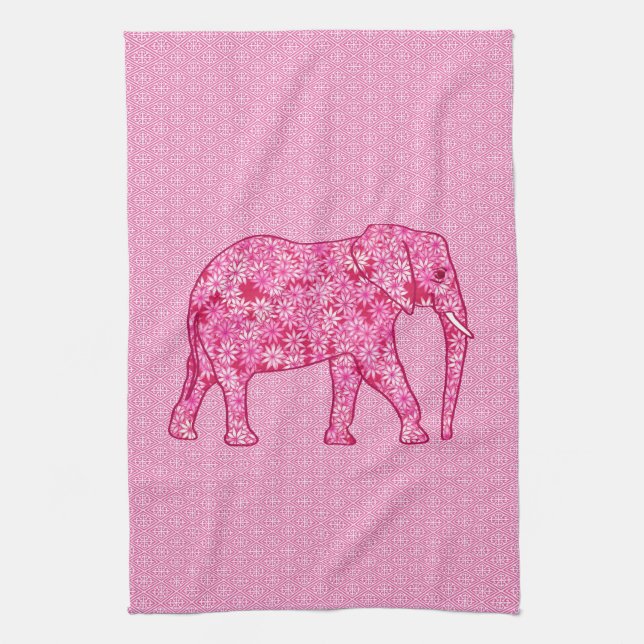 Linge De Cuisine Fleur d'éléphant - rose fuchsia (Vertical)