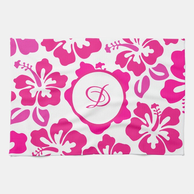Linge De Cuisine fleur d'hibiscus tropical hawaii rose (Horizontal)