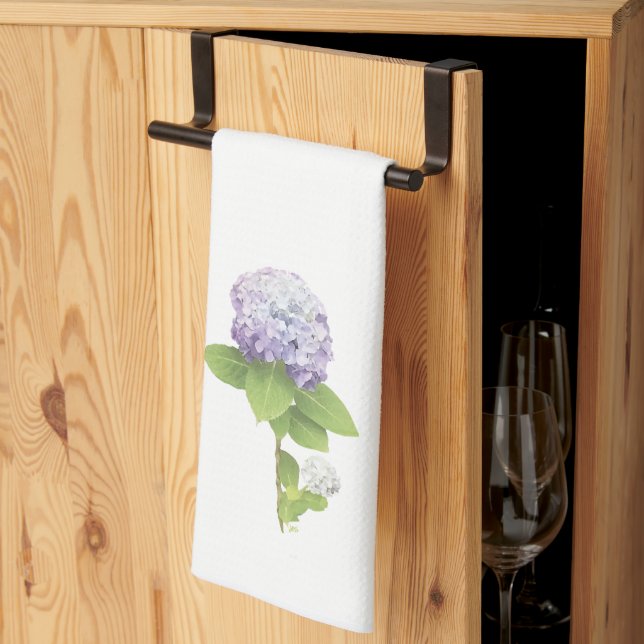 Linge De Cuisine Fleur d'Hydrangée, violet (Pliage en tiers)