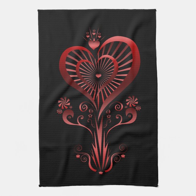 Linge De Cuisine Fleur du coeur (Vertical)