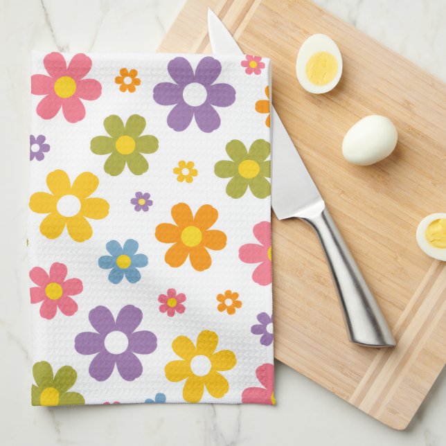 Linge De Cuisine Fleur Groovy Power (Quart Plié)