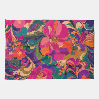 Linge De Cuisine Fleur Luxe Psychedelique des Annees 60 Tonneaux de