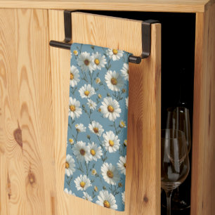 Linge De Cuisine Fleur marguerite en bleu incomparable