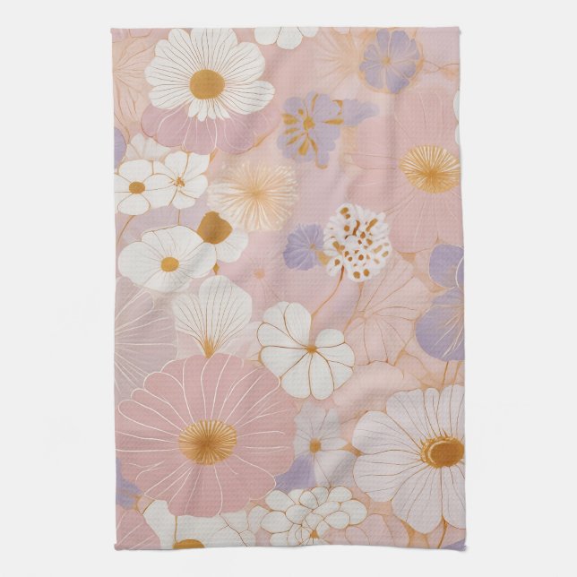 Linge De Cuisine Fleur Pastel Éthérée (Vertical)