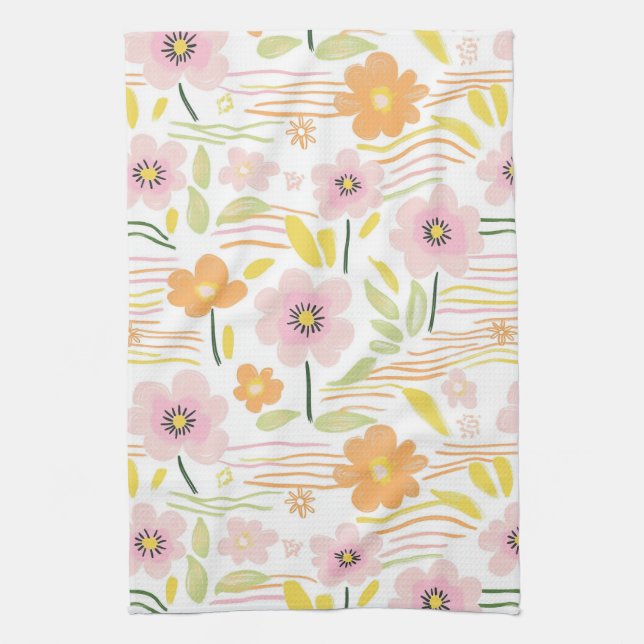 Linge De Cuisine Fleur pastel rétro (7) (Vertical)
