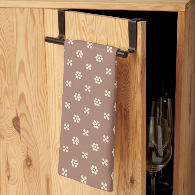 Linge De Cuisine Fleur Point - Mocca (Pliage en tiers)