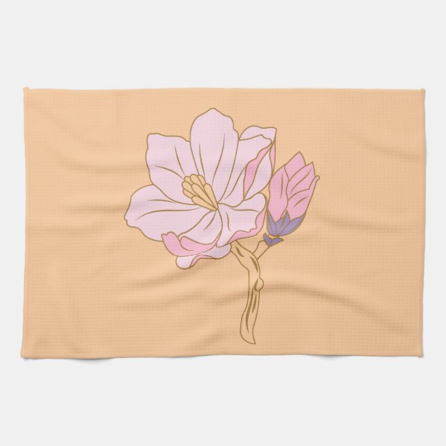 Linge De Cuisine Fleur rose (Horizontal)