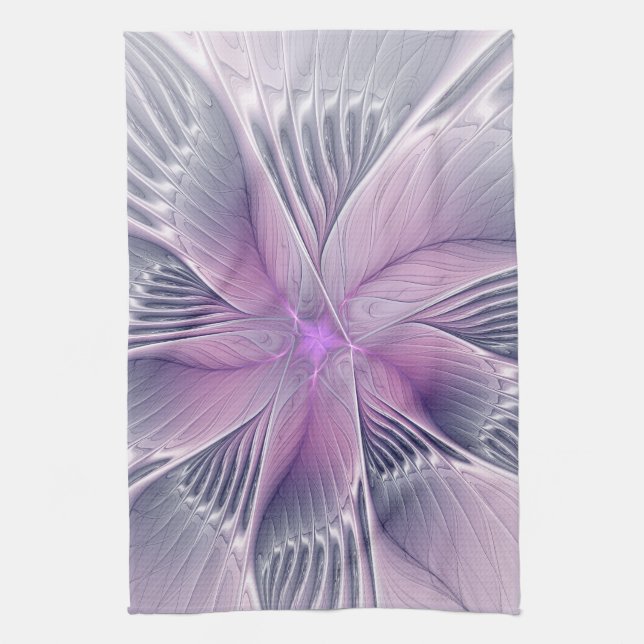 Linge De Cuisine Fleur Rose Assez Moderne Art Fractal Abstrait (Vertical)