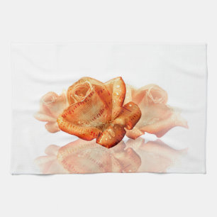 Linge De Cuisine Fleur rose de corail avec la musique de feuille