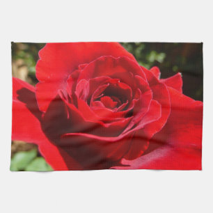 Linge De Cuisine Fleur rose rouge vif Belle florale
