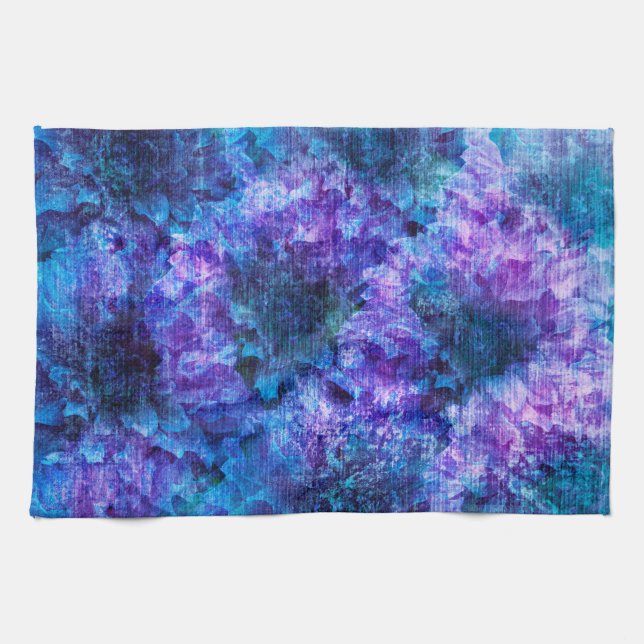 Linge De Cuisine Fleur rose violet motif art numérique (Horizontal)