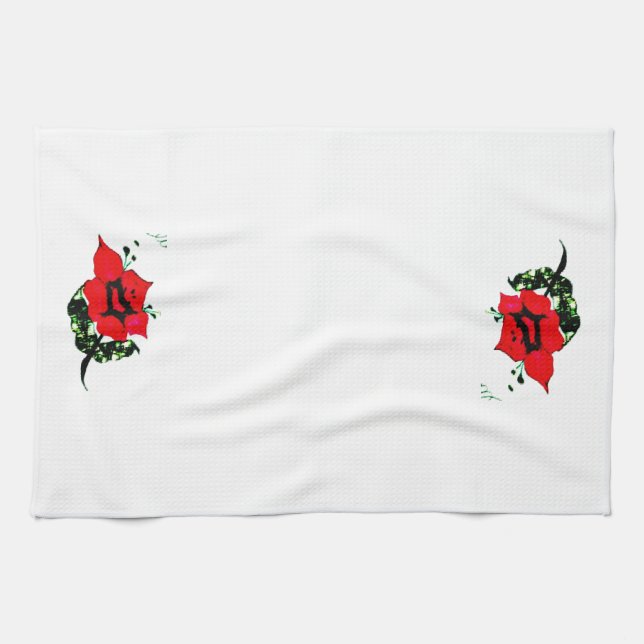 Linge De Cuisine Fleur rouge (Horizontal)