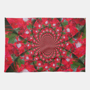 Linge De Cuisine Fleur Rouge Naturelle Blanc Plumes Kaleidoscope Ar