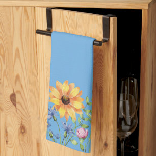 Linge De Cuisine Fleur sauvage moderne et élégant sur Arrière - pla