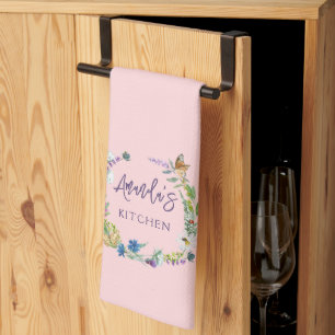 Linge De Cuisine Fleur sauvage rose pâle
