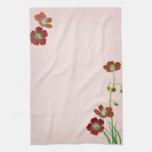 Linge De Cuisine Fleur sauvage rouge