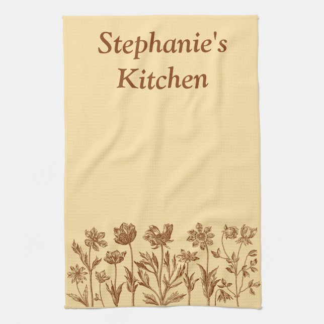 Linge De Cuisine Fleur sauvage rustique personnalisée  (Vertical)