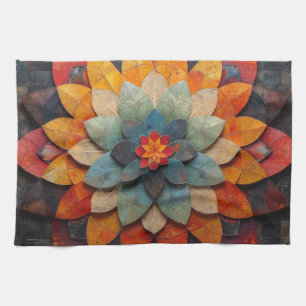 Linge De Cuisine Fleur texturée Mandala Art