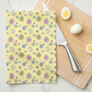 Linge De Cuisine Fleuris fantaisistes jaunes de printemps joyeux