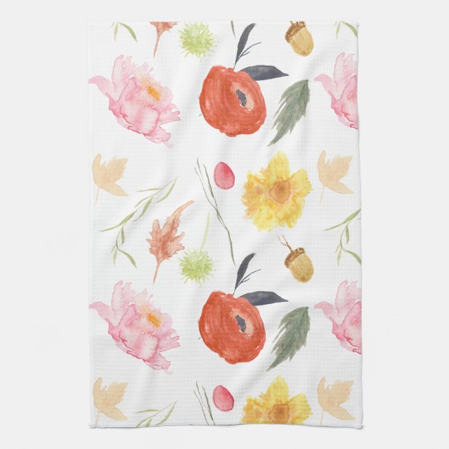 Linge De Cuisine Fleurs à l'aquarelle (Vertical)