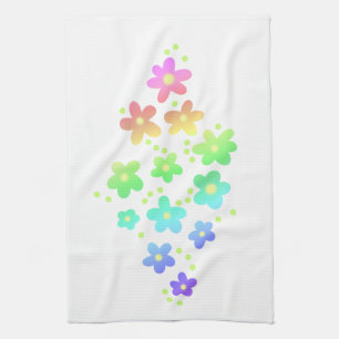 Linge De Cuisine Fleurs arc-en-ciel géantes