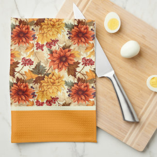 Linge De Cuisine Fleurs Automnales Vintage