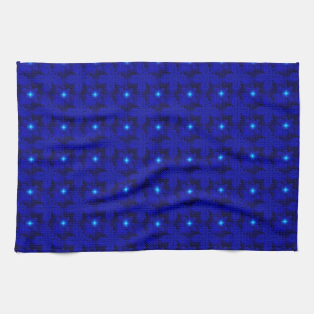 Linge De Cuisine Fleurs bleues en 3D, Artdeco (Horizontal)