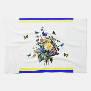 Linge De Cuisine fleurs bleues et jaunes