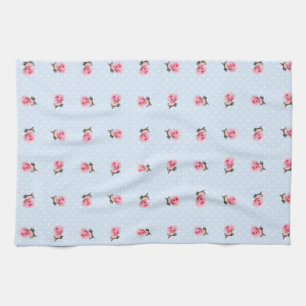 Linge De Cuisine Fleurs bleues vintage et pois