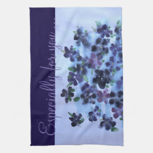 Linge De Cuisine Fleurs bleues violettes profondes